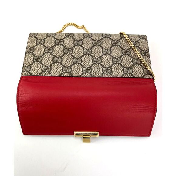 Gucci GG Supreme Continental Wallet on a Chain Red Pink Clutch - Picture 6 of 6